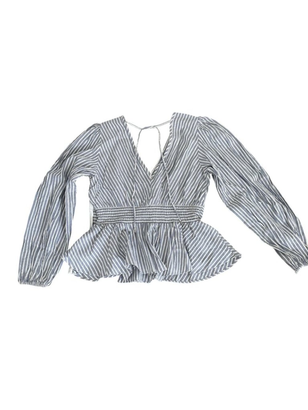 Striped Long-Sleeve Peplum Top By White House Black Market Size 6